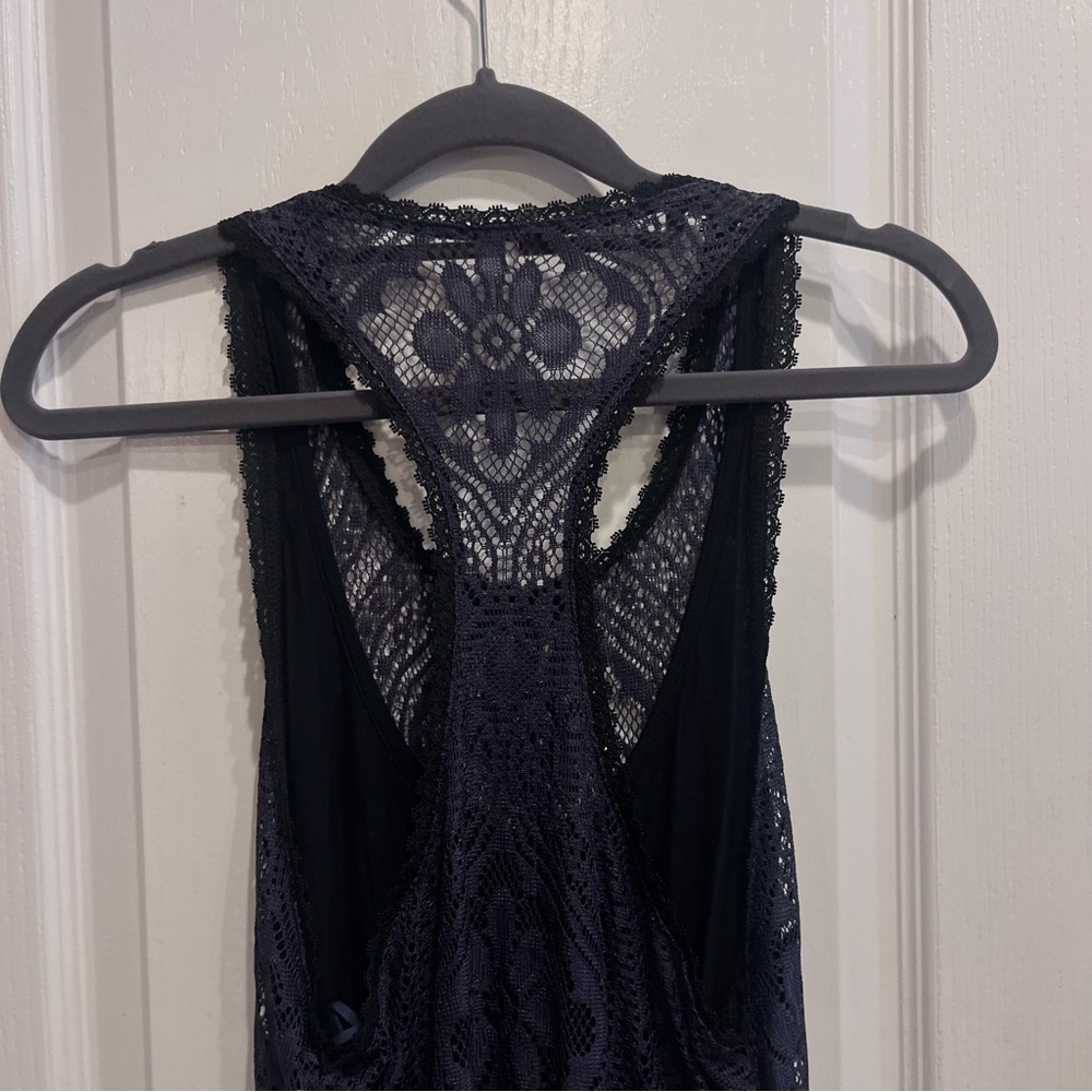Free People Miracle Blue Black Lace Racerback Dress Small Whimsygoth Whitchy - Picture 10 of 13
